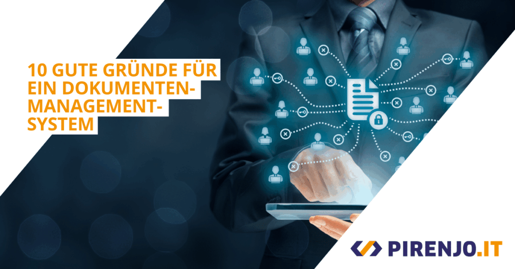 Mann mit Tablet als Symbol für Dokumenten-Management-System.