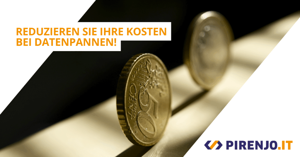 Rollende Euromünzen symbolisieren Reduktion der Kosten bei Datenpannen.